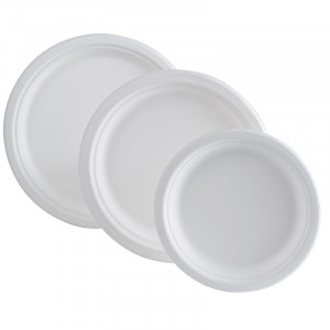 Krožni krožnik iz bagase - 180 x 18 mm - Paket 50