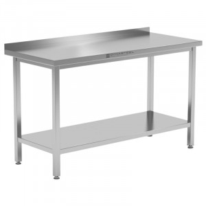 Miza Inox Dynasteel z naslonom in polico - robustna in funkcionalna