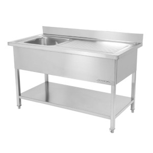 Potopite 1 korito z naslonom in polico - L 1400 x P 700 mm | Dynasteel