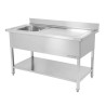 Potopite 1 korito z naslonom in polico - L 1400 x P 700 mm | Dynasteel
