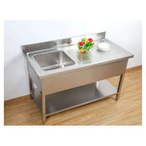 Potopite 1 korito z naslonom in polico - L 1400 x P 700 mm | Dynasteel