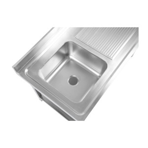 Potopni pomivalni korit z opiralom in polico - Š 1400 x G 600 mm - Dynasteel