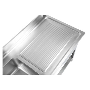 Potopni pomivalni korit z opiralom in polico - Š 1400 x G 600 mm - Dynasteel