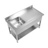 Potopni pomivalni korit z opiralom in polico - Š 1400 x G 600 mm - Dynasteel