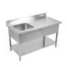 Potopni pomivalni korit z opiralom in polico - Š 1400 x G 600 mm - Dynasteel