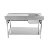 Potopni pomivalni korit z opiralom in polico - Š 1400 x G 600 mm - Dynasteel