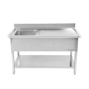 Potopni pomivalni korit z opiralom in polico - Š 1400 x G 600 mm - Dynasteel
