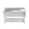 Potopni pomivalni korit z opiralom in polico - Š 1400 x G 600 mm - Dynasteel