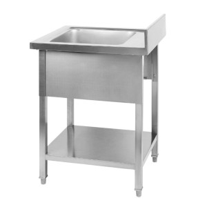 Potopite 1 korito z naslonom in polico - L 600 x P 600 mm - Dynasteel